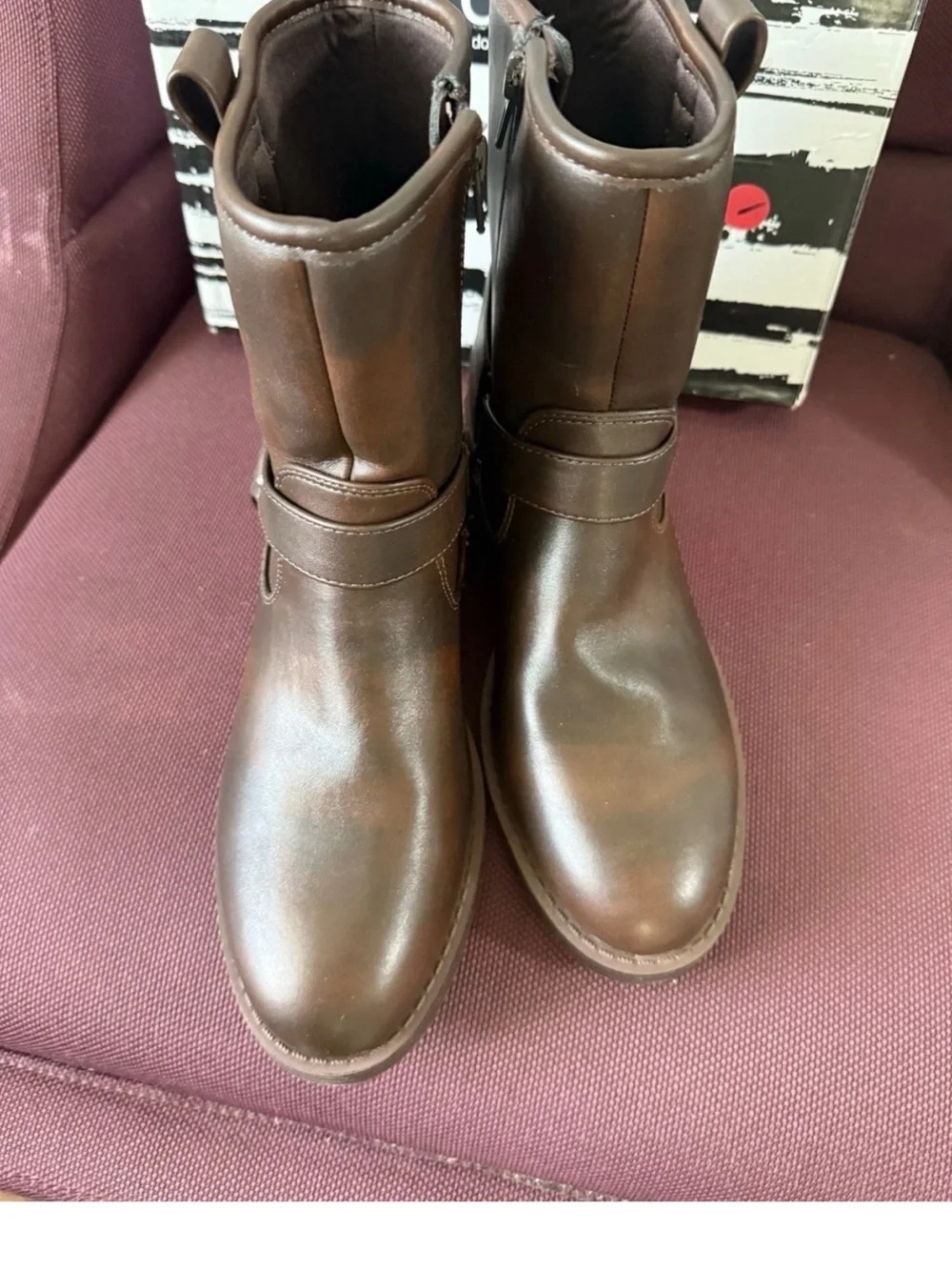 Dolce Vita Brown Leather Harness Ankle Booties